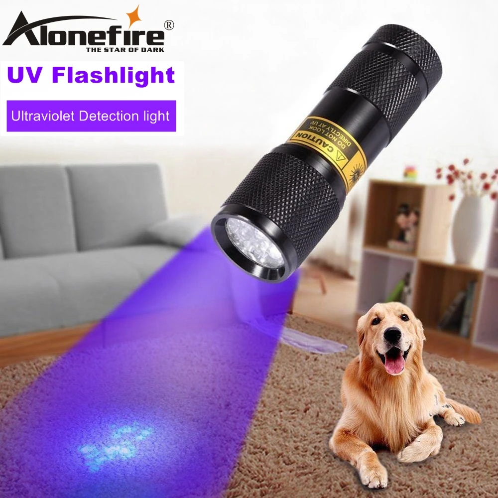 AloneFire 9 LED uv led 9led 365 370nm фонарик для проверки крови Ультрафиолетовый детектор мочи