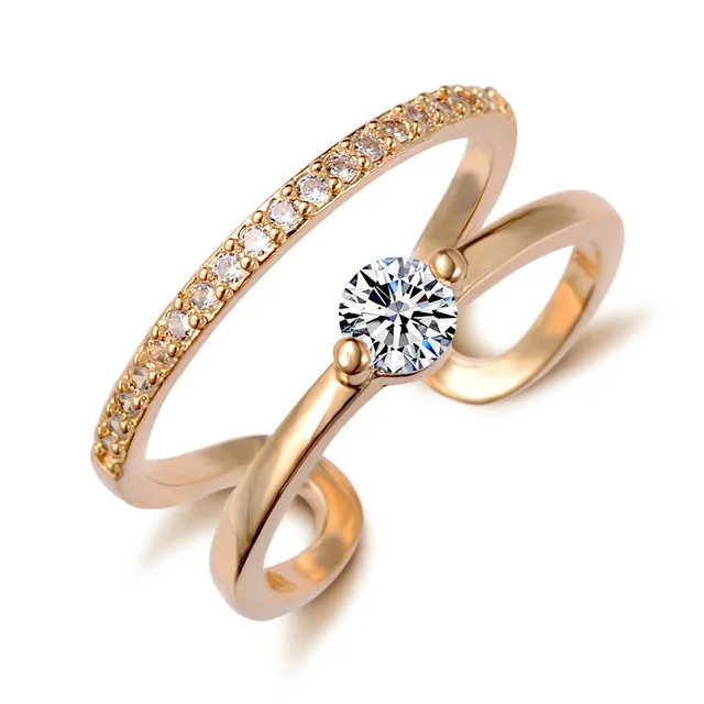 

Fashion Design Gold Silver Color Cubic Zirconia Rings For Women Girl Round Crystal Ring Female Anel Party Statement Jewelry
