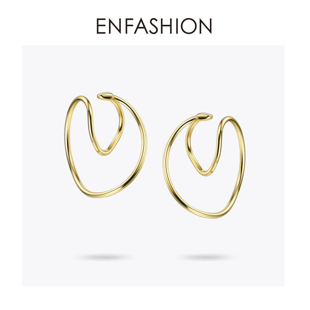 Ceny ENFASHION punk geometryczny Ear Cuff nausznice dla kobiet złoty kolor linii Kolczyki bez Piercing biżuteria Kolczyki EC191020
