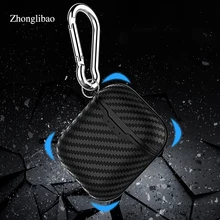 Soft Carbon Fiber Texture Silicone Case for Apple Airpods Hang Buckle Protector Cover Pouch for Air Pods Earphone Charger Box