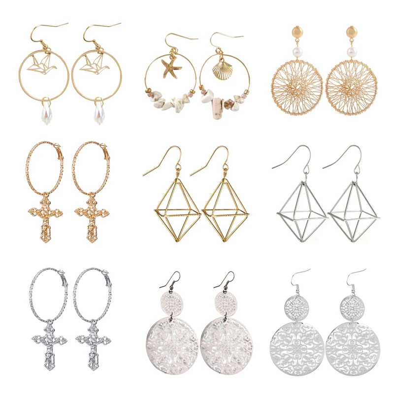 

Korean Personality Drop Earrings Big Circle Earrings Geometric Gold Hanging Earring Acrylic for Women 2019 Fashion Jewelry