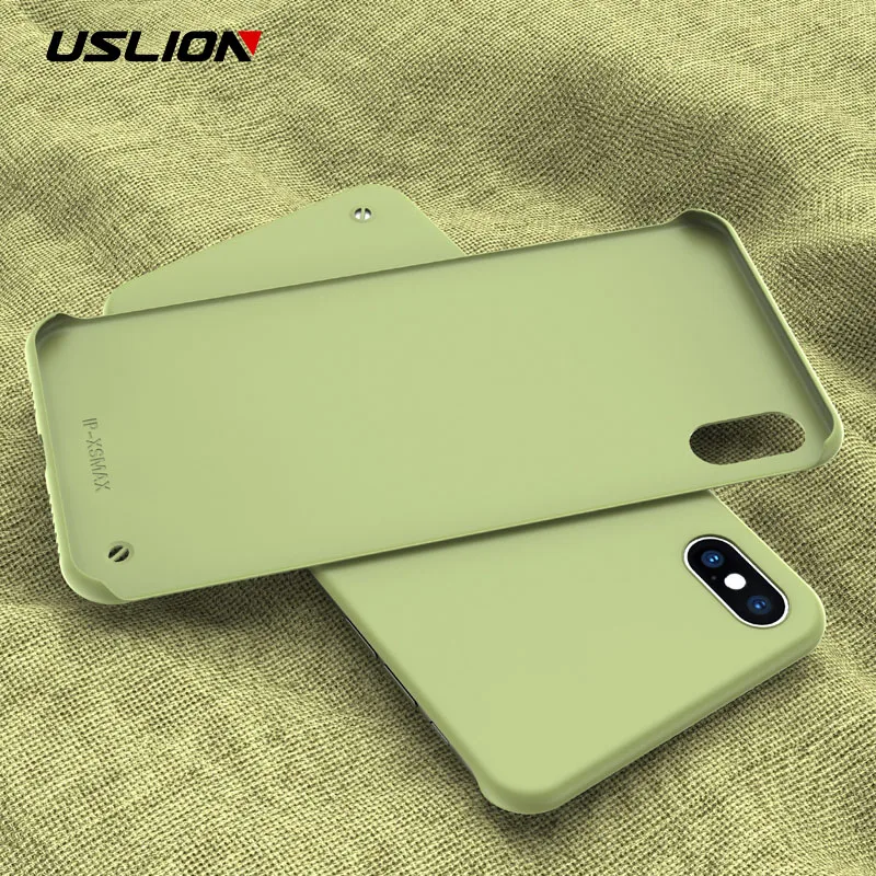 

USLION Frameless Candy Color Case For iPhone X XR XS Max Matte Phone Case For iPhone 7 8 6 6S Plus Ultra Slim Hard PC Back Cover