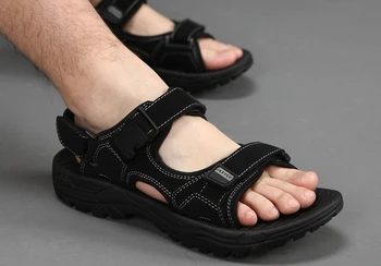 

Leather Sandals Men's Beach Shoes 2019 New Summer Slippers Student Sports Outdoor Large-size Leisure Shoe Movement male shoes