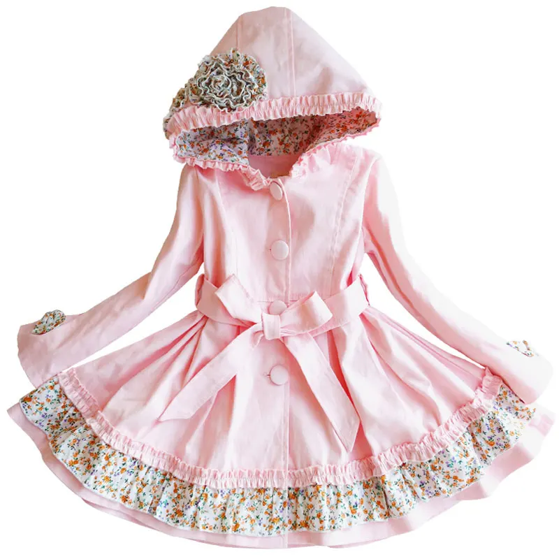  Windbreaker for girls spring autumn kids long-sleeved coat 3-11 Years Baby girl long section fashio