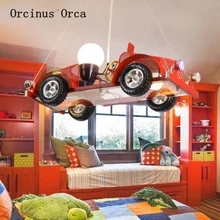 Новая мультяшная креативная Автомобильная Люстра для мальчиков, спальни, детская комната, современный простой светодиодный красный автомобиль, человек, люстра