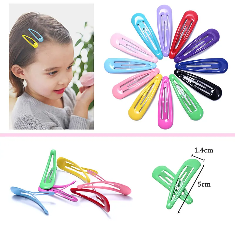 20pcs 5cm Snap Hair Clips for Hair Clip Pins BB Hairpins Color Metal Barrettes for Baby Children Women Girls Styling Accessories
