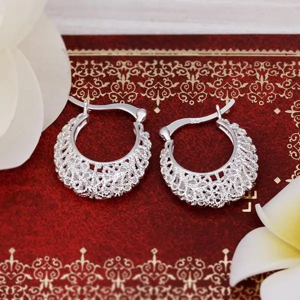 

925 sterling silver fashion charm creative female models exquisite openwork weave silver earrings wedding jewelry E329