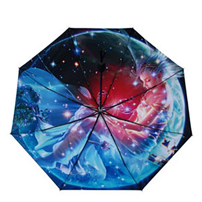 YADA Creative 12 Constellation Pattern Folding Rainy Umbrella Anti-UV Rainproof Sun Protection Parasol Umbrellas Female YS015