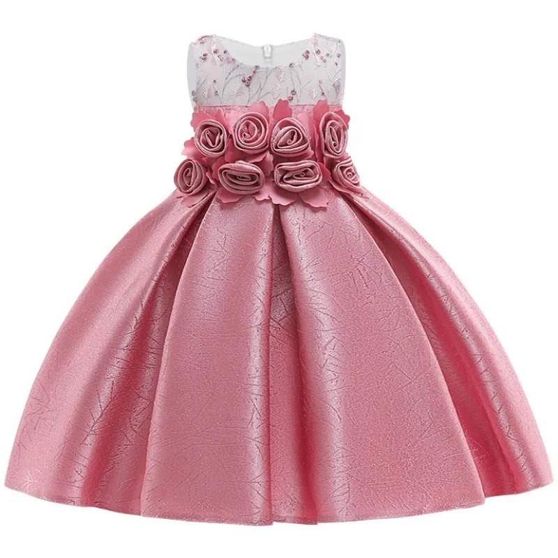 

JAYLAY Dress For Girl Sleeveless Flower Tutu Girls Party Dress Elegent Bridesmaid Wedding Girl Christmas Princess Kids 3-10 Years
