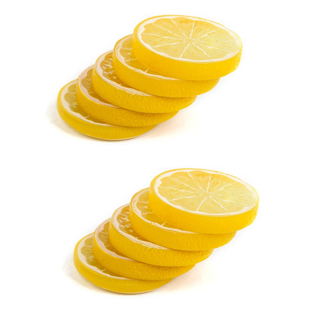 10pcs  Artificial Fruit Fake Lemon Slice Simulation Lifelike Model for Home Party Decoration Fake Lemon Slices M8
