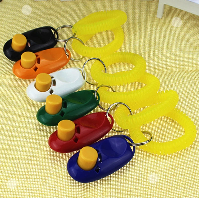 

1 pcs Pet Bark Deterrents Trainer 6colors Pet Dog Training Clicker Adjustable Sound Key Chains Dogs Clicker 6.5cm x 3.5cm