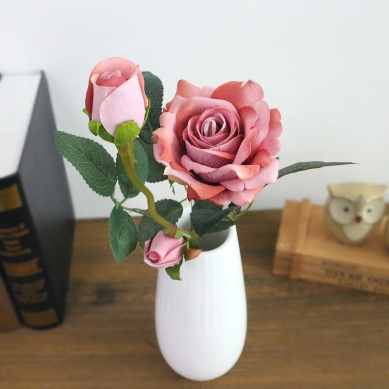 JAROWN Artificial Flannel Ruyi Rose Simulation Fake Flowers Branch Wedding Decor Home Office Decoration Silk Flower (9)