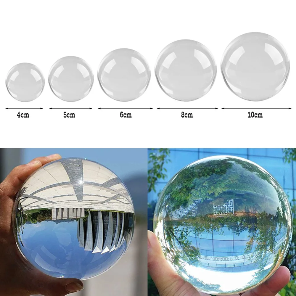 40-100 мм Хрустальный шар для фотосъемки, кварцевый орнамент фэншуй из натурального стекла, кристаллы для рукоделия, путешествий, фотографирования, домашний декоративный шар