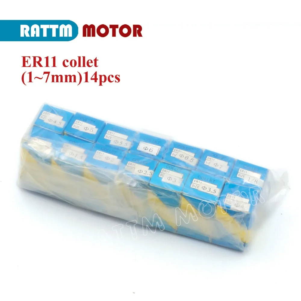 

Free shipping Full set ER11 (1-7mm)13pcs collet beating 0.1mm precision spring collet for CNC milling lathe tool 0.8kw spindle