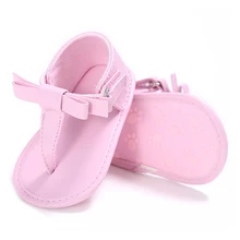 ABWE/Лидер продаж; сандалии для девочек; Вьетнамки; сандалии с бантом; нескользящая Мягкая детская обувь для малышей; цвет розовый; для детей 0-6 месяцев