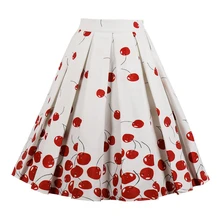 Joineles, летние женские юбки с вишневым принтом, повседневные юбки на молнии, юбки размера плюс, женские юбки, вечерние винтажные юбки Одри Хепберн