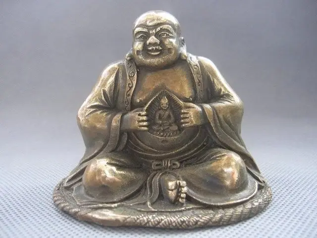 

China Handmade Brass Happy Buddha Carving Patterns Maitreya Monk Bronze Statue
