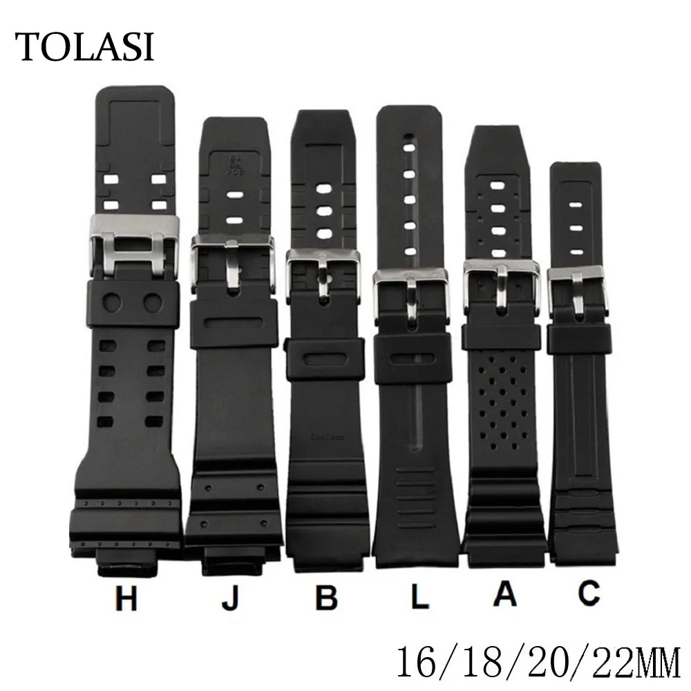 

16mm 18mm 20mm 22mm Watchband Silicone Rubber Bands For casio Watches EF Replace Electronic Wristwatch Band Sports Watch Straps