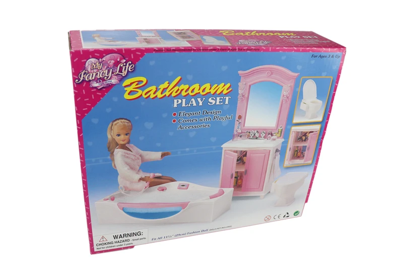 Милая мебель, игровой набор для ванной комнаты, ванна+ комод+ туалет, чехол для куклы Барби, 1/6, лучший подарок, игрушки для детей