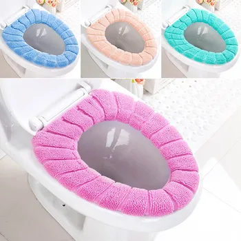 

New Winter Toilet Cushion Home Warmth Universal Thickening Pumpkin Pattern Toilet Cushion Soft Comfortable Acrylic Knitting