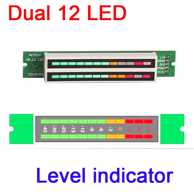 Dual 12-bit Music Level indicator LED Audio Display Analyzer Meter Lamps Light