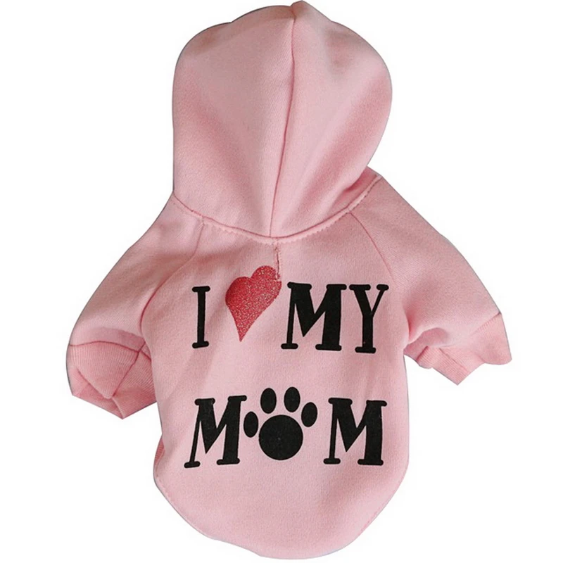 2016 Fashion Pet Dog Clothes I Love My Mum Sweatshirt Hoodie For Winter Warm Cute Coat Puppy XS