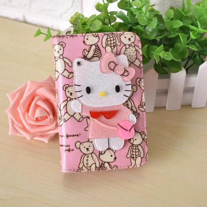 Милые кошельки hello kitty Doraemon Stitch с волшебным зеркалом, женский кожаный кошелек, клатч для девочек, женский кошелек, подарок для девочки - Цвет: medium