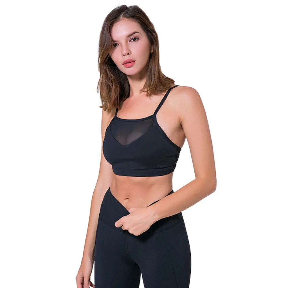 

Professional Women Yoga Nylon Fitness Mesh Sports Bra Breathable Female Underwear Sports Tops Brassiere
