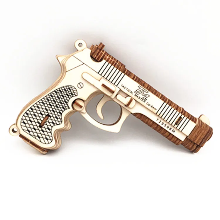 3D головоломка, Детские деревянные игрушки, лазерная резка, головоломка, сделай сам, монтажный пистолет Beretta M92F, Обучающие Развивающие деревянные игрушки для детей - Цвет: BERETTA M92F