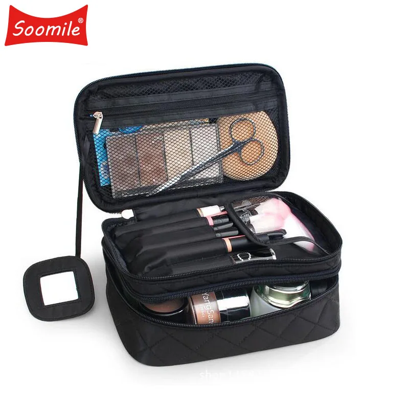 Soomile портативная косметичка с зеркалом брендовый женский косметический