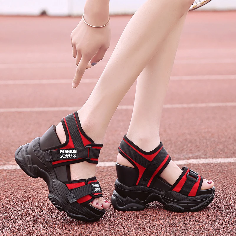 

Rimocy womens platform sandals summer fashion thick bottom super high heels red black sneakers woman casual shoes 2019 sandallia