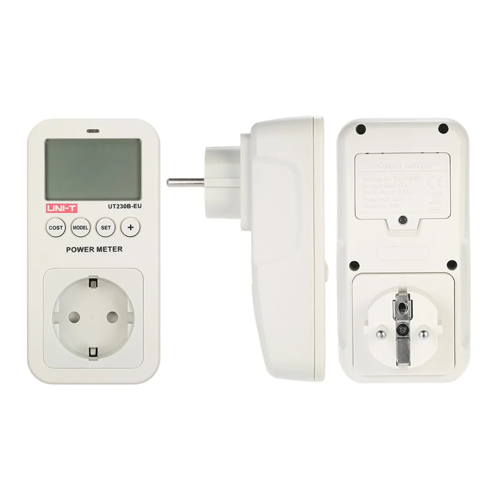

UNI-T UT230B Wattmeter Voltage Current Cost Frequency Power Meter Outlet LCD Energy Consumption Monitor EU US Plug New