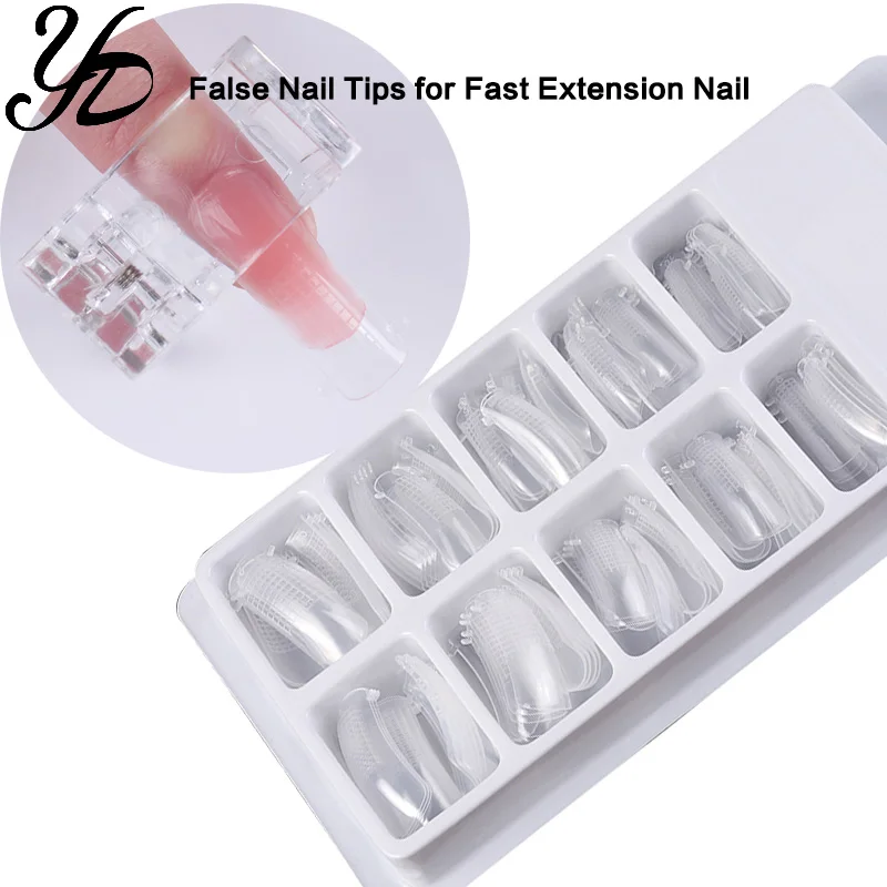 

Yiday 1x False Nail Tips Mold for Quick Building Extension Crystal Acrylic Nails Jelly Gel Polygel Full Cover Finger Dual Forms