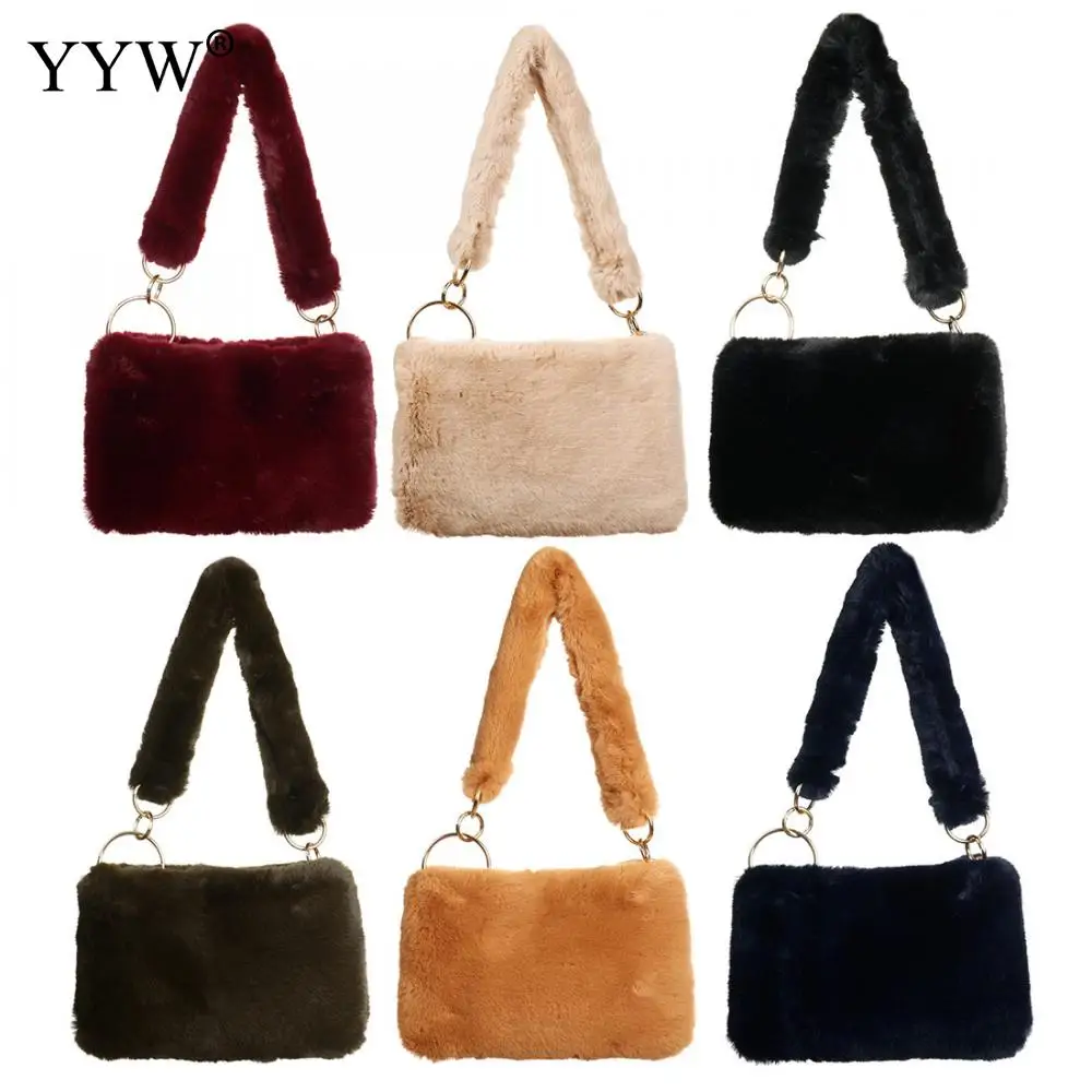 2018 Faux Fur Women Messenger Bag Solid Plush Ladies Crossbody Bag Fur