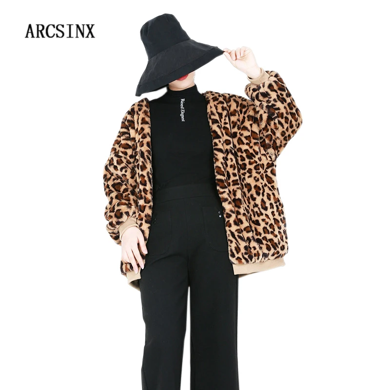 Beste ARCSINX Luipaard Print Vest Vrouwen Mode Fleece Jas Vrouwen 5XL Oversized Jas Vrouwen Herfst Warme Jassen Vrouwen Plus Size 4XL