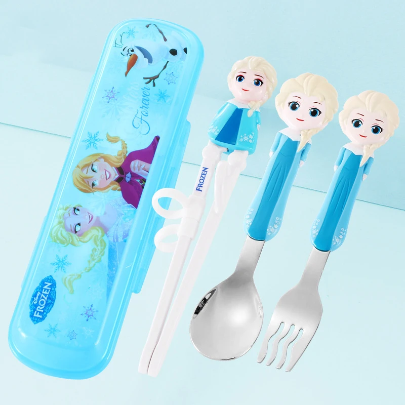 Prática de Aprendizagem das Crianças Disney Pauzinhos Treinamento Bebê Auxiliar Conjunto Garfo Colher Talheres 8 Mamãe e Bebê