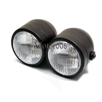 

Black Twin Headlight Motorcycle Double Dual Lamp for Harley Yamaha Motocross Streetbike Streetfighter Custom Chopper Bobber