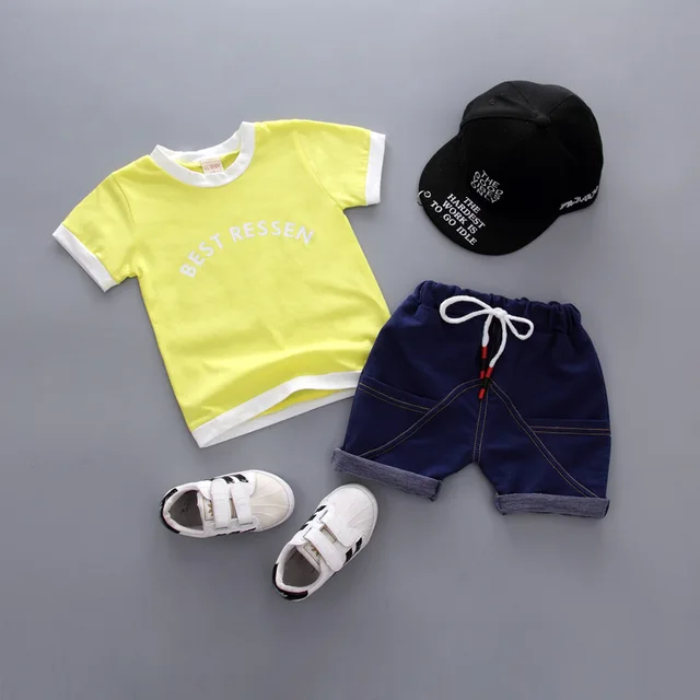 Children summer infant baby boy clothes sets outfits sports suits 2pcs ...