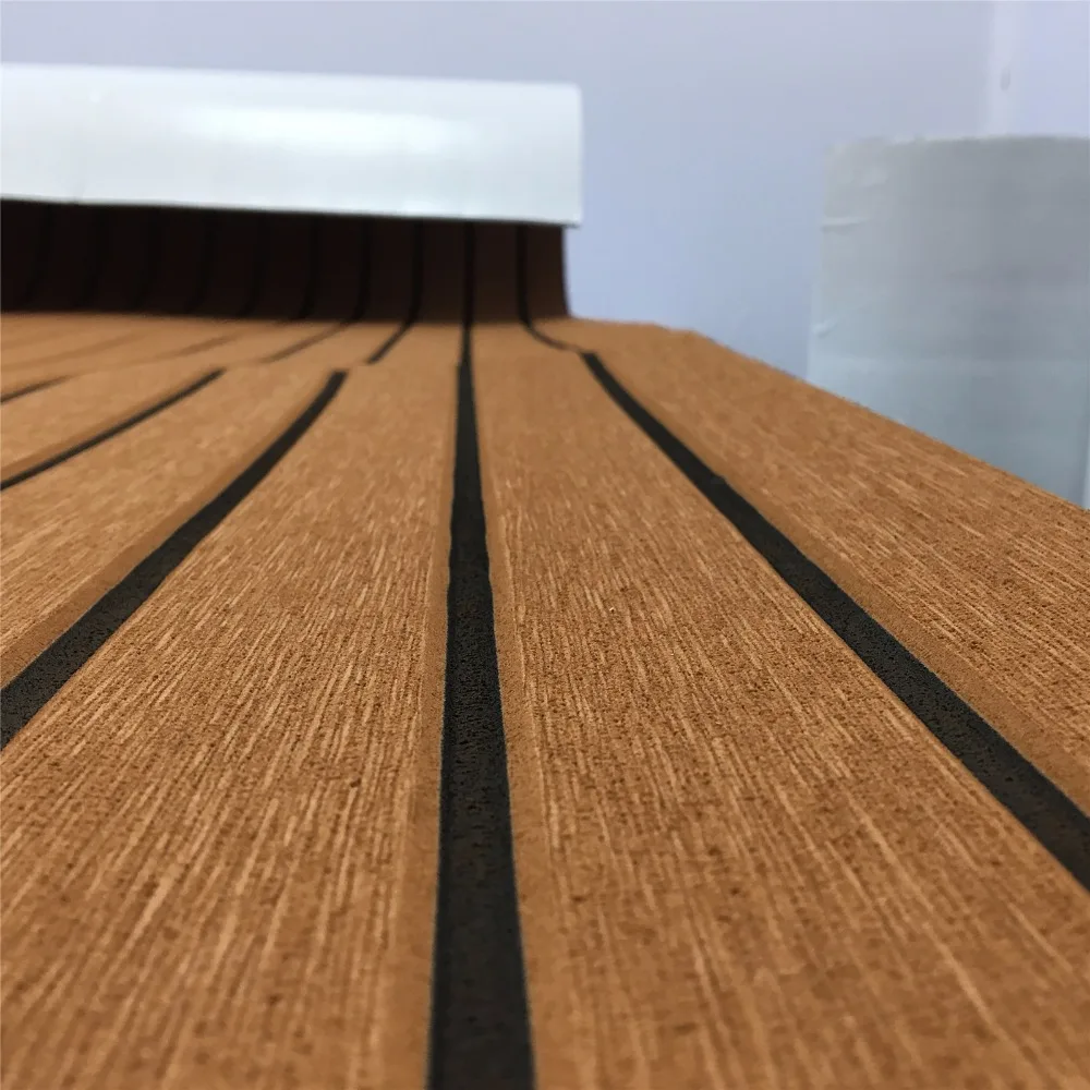 Folha de Decking Teca para Barco Marrom em Preto Nova Iate Piso Marinho Tapete Eva 90cm240cm - 35.4 94.5 Madeira Barcos Acessórios 9 Nova folha de decking teca para barco