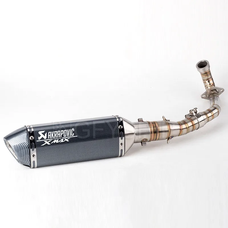 Para Yamaha XMAX 300 XMAX 250 125 17 2018X2019 MAX 300 250 125 Escape de deslizamiento en la motocicleta Akrapovic de gases de escape y enlace de sistema