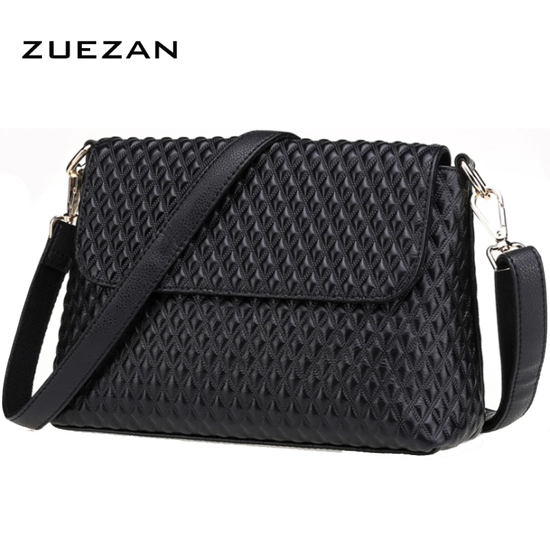 

26*19*9cm, 100% Natural Cowhide, Plaid Flap Bag,Women Genuine Leather Shoulder Bag, Sweet Girl Messenger Crossbody bags A338