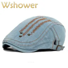Который в душе для женщин и мужчин Модный берет шапка для женщин мужчин весна лето заклепки плоская кепка джинсы newsboy Шляпа Унисекс винтажная Солнцезащитная шляпа