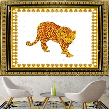 Гобелены в скандинавском стиле, золотой леопард, богемский желтый гобелен, винтажные гобелены с животными, ретро пантера, настенный Декор для дома, GN. PAPAYA