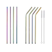 8 шт. длинные соломинки из нержавеющей стали подходят для чашек 20 унций/30 унций+ чистящая щетка для дома, вечерние аксессуары для бара 731