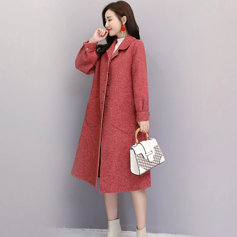 

KMETRAM Real Wool Coat Female Pink Jacket Woman Spring 2019 Korean Long Woolen Coats and Jackets Women Chaqueta Mujer MY2667