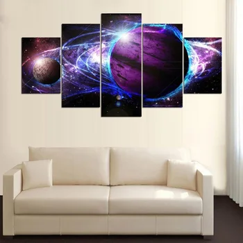 

Cosmos Galaxy Pictures 5 Pieces Canvas Painting For Living Room Universe Stars Home Decor Wall Art Oil Modular Pictures