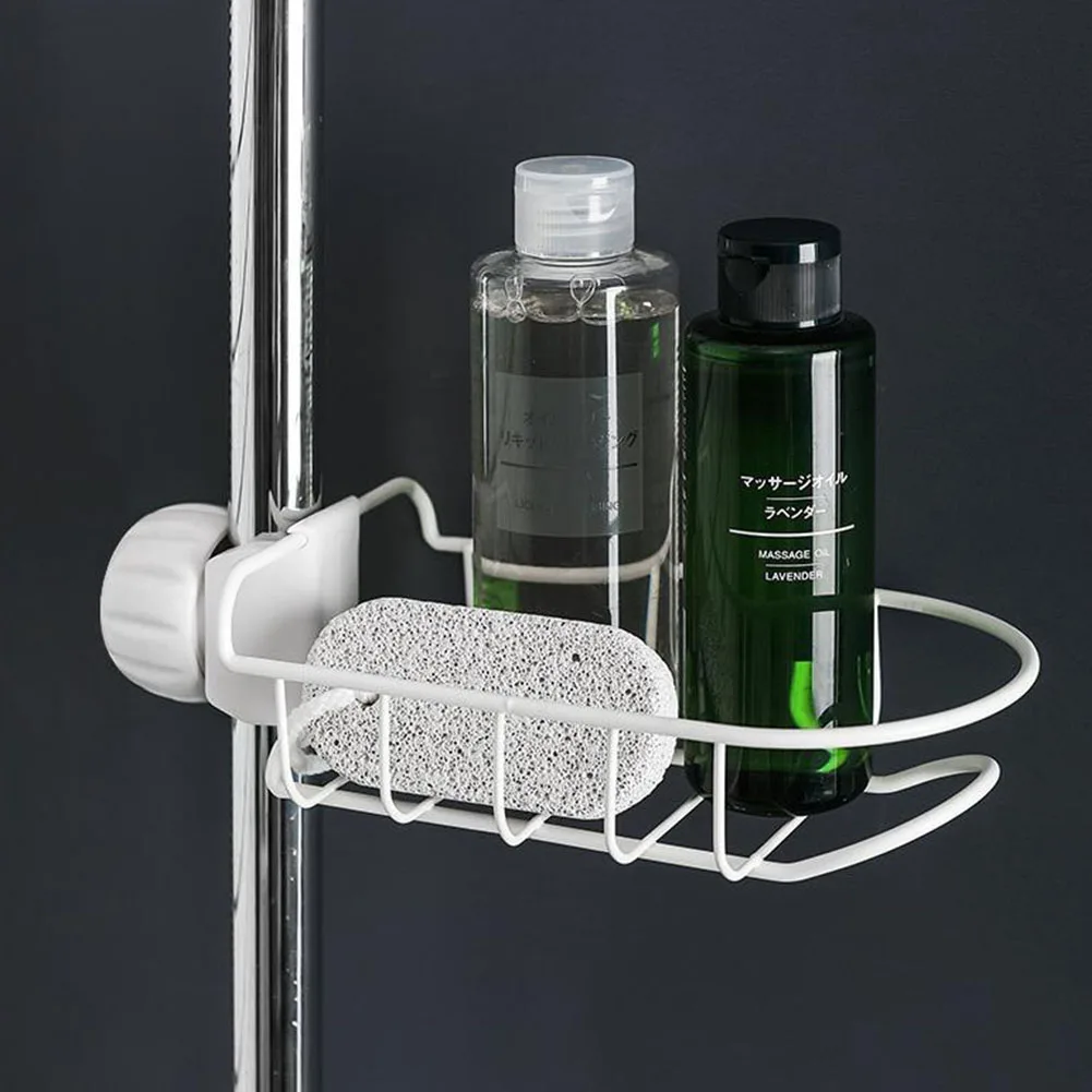 

Storage Rack Shelves Hollow Out Bathroom Accessories Hanging Faucet Storage Iron Kitchen Drain Sink Punch Free Organizer Home