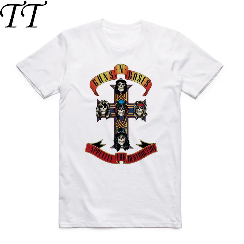 

Asian Size Printing Guns N Roses Rock Band Logo T-shirt Summer Casual O-Neck Short Sleeves Hipster Hip Hop T-shirt HCP4105