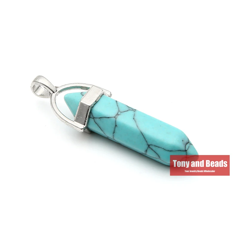 

Free Shipping Pick 15 Colours Natural Stone Pendant Beads without Chain 10x30mm