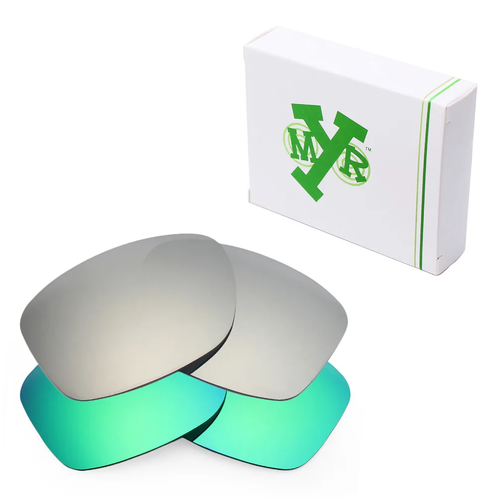

2 Pairs Mryok POLARIZED Replacement Lenses for Oakley Jupiter Squared Sunglasses Silver Titanium & Emerald Green
